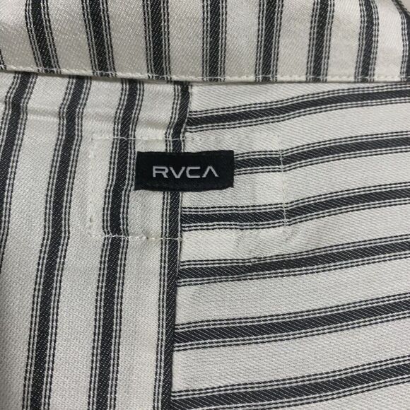 RVCA‎ Sunday Collection Striped Button Up White Shirt Womens Size Medium NWT Top - Picture 6 of 11